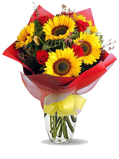 Bouquet Di Girasoli E Rose Rosse Per Funerale Coronafunerale